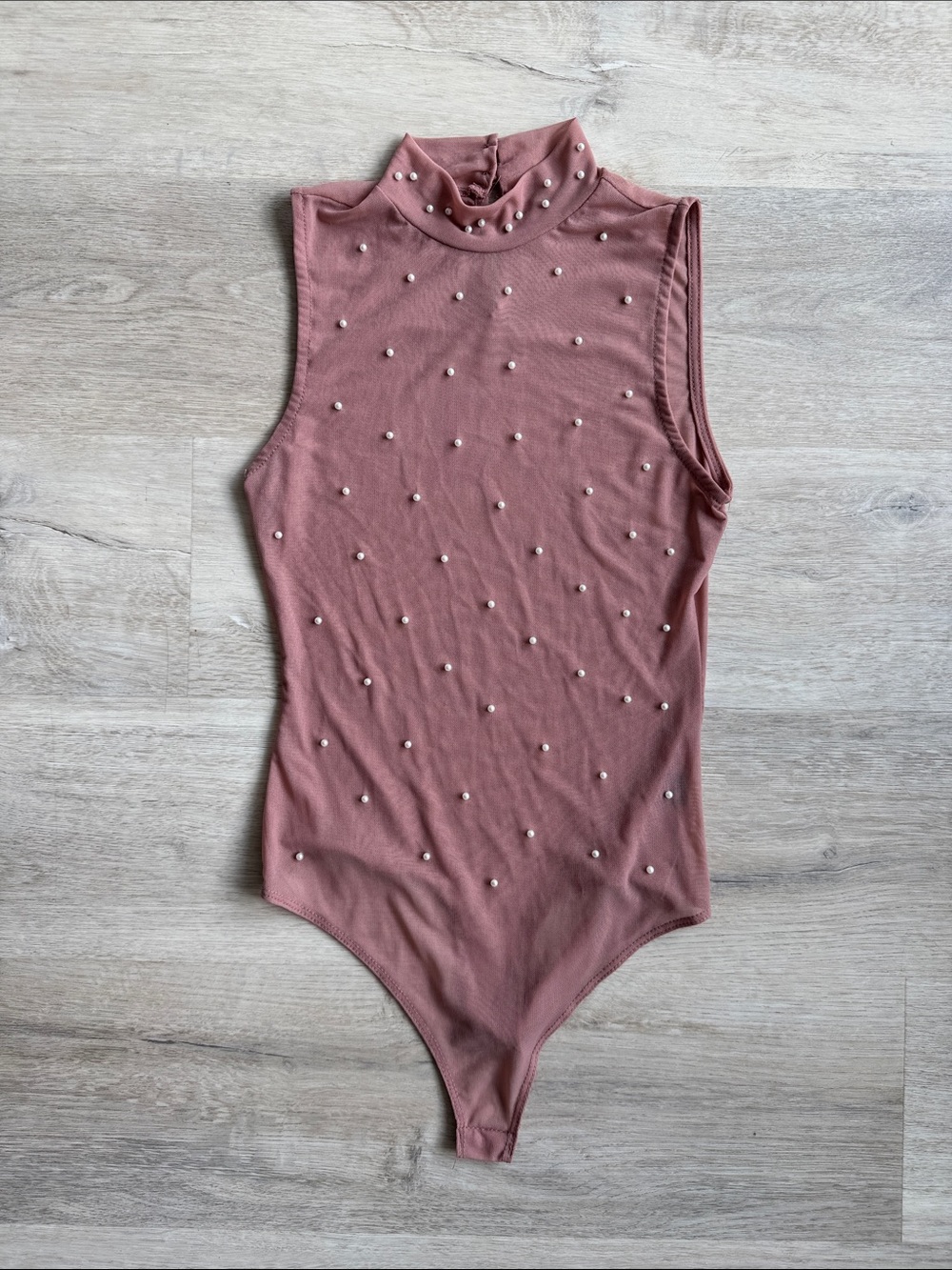 Sleeveless Mauve Pearl-Detail Kids Bodysuit pink